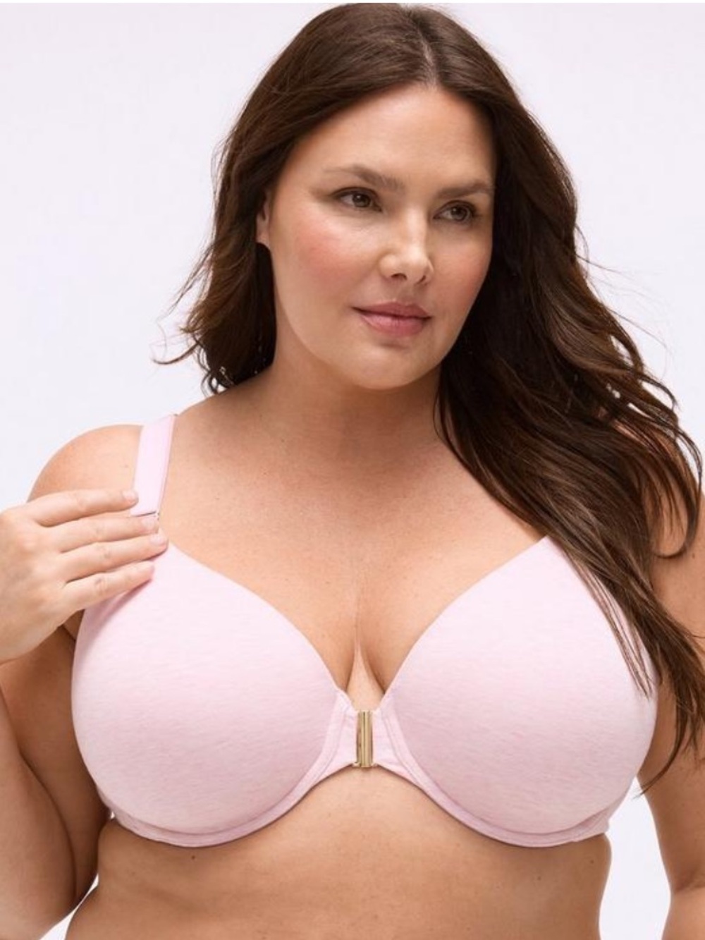 Full Coverage Lightly Lined Cotton Front-Close Bra 36DD Parfait Pink Heather NWT